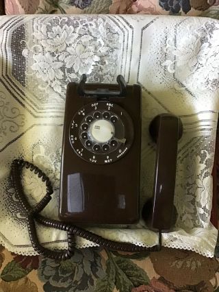 Vintage Pre Owned Rotary Dial Dark Brown Wall Phone Retro In Alltel Box