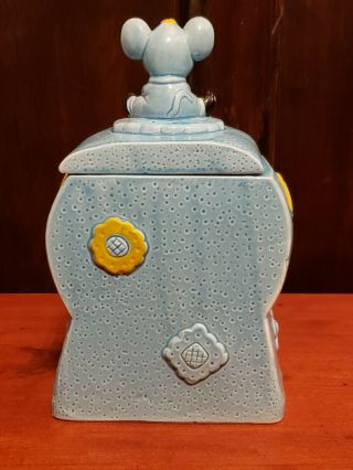 Rare Vintage 1950s Ceramic Blue Cookie Time Cookie Jar,  Japan,  Mouse,  Clock 6