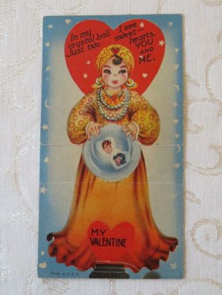Vintage Valentines,  Folding,  A Lady With a Crystal Ball & Aladdin 3