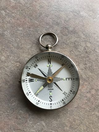 Vintage Made In Japan Compass With Calander On Back