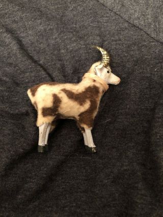 Spotted Ram Sheep German Wooly Coat Composition Stick Leg Putz Horn Pink Collar