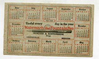 Blotter/calendar 1921 - 22 Waterman 
