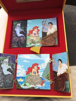 Disney Acme Jumbo Pin Triptych Le 100 The Little Mermaid W/ Lithograph
