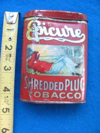 Vintage 1908 Patented,  Epicure Shredded Plug Tobacco Pocket Tin