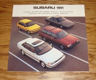1991 Subaru Full Line Sales Brochure 91 Xt Legacy Loyale Justy