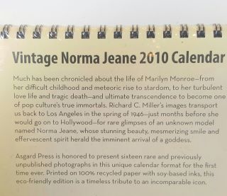 Marilyn Monroe Vintage Norma Jeane 16 Month 2010 Calendar 11 x 14 