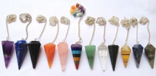 50 Gemstone Pendulums Set Crystal Healing Gift Reiki Spirituality Natural Wicca