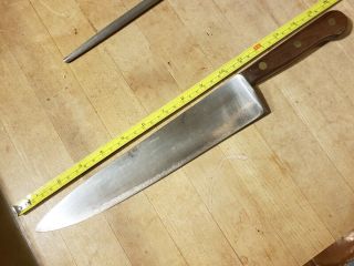 Lamson Chrome Tool Steel Butcher Knife 10 " Blade 3 Brass Pin Wood Handle 6076610