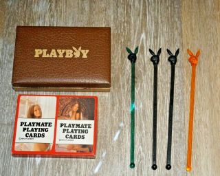 Vintage 1970s Playboy VIP Playing Cards,  Playmate Playing Cards & Swizzle Sticks 2