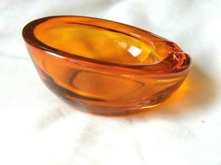 Ashtray " Atomic " Half Orb Slant Viking Art Glass Mid Century Modern Orange Vtg