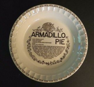 Rare Vintage Armadillo Pie Plate With Recipe Royal China Co.  Usa