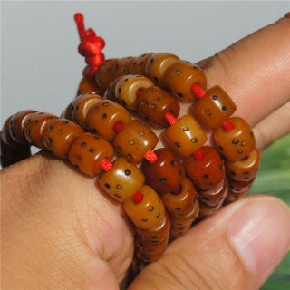 8×7mm Tibetan Old Deer Bone Prayer Beads 108 Bucket Bead Lucky Hand String 5