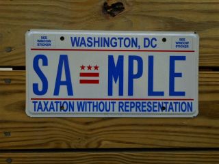 District Of Columbia License Plate Tag Number Sample Classic Dc No Rep No Tax