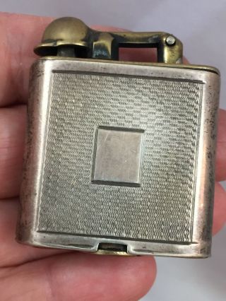 Unmarked Vintage Lift Arm Pocket Lighter With Sterling Silver Sleeve For Repair