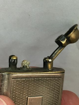Unmarked Vintage Lift Arm Pocket Lighter With Sterling Silver Sleeve For Repair 5