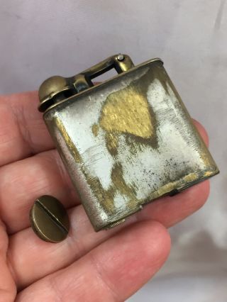 Unmarked Vintage Lift Arm Pocket Lighter With Sterling Silver Sleeve For Repair 6