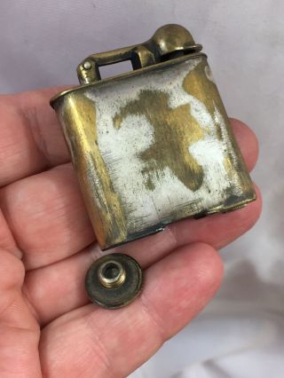 Unmarked Vintage Lift Arm Pocket Lighter With Sterling Silver Sleeve For Repair 7