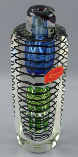 Vintage Mid - 20thC Italian Murano Art Glass Perfume Bottle Vase Controlled Bubble 7