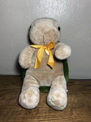 Cayman Islands 10” Turtle Plush Toy Doll Tan Green Yellow Bow Soft And Cuddly