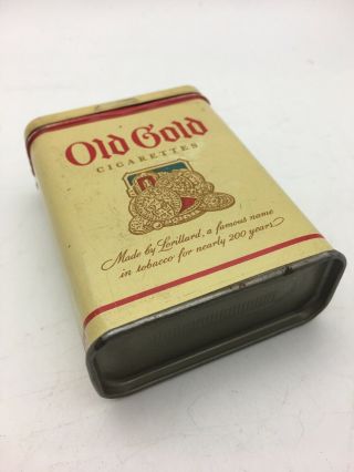 Vintage Old Gold Vertical Cigarettes Tin Tobacco Can Yellow P Lorillard Company