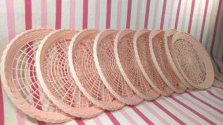 Darling Mid Century Vintage 9pc Set Of Pink Plastic Paper Plate Holders