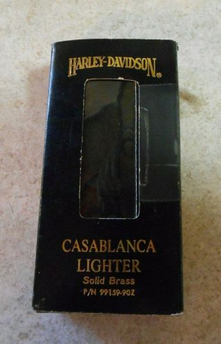 Vintage Casablanca Brass Harley Davidson Cigarette Lighter Pouch Box
