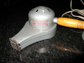 Vintage 50s gray metal mid century Chic stand Hair Dryer Model 595 w Box 5