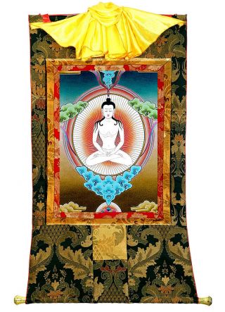 50 Inch Buddhist Thangka Painting By Practicing Meditation Into Rainbow Body
