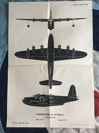 Post Ww2 Raf Pilots Shorts Sunderland Flying Boat Aircraft Recognition Poster