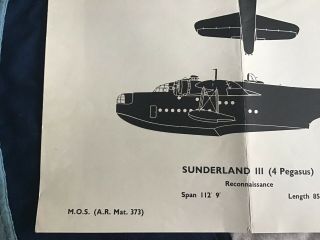 Post WW2 RAF Pilots Shorts Sunderland Flying Boat Aircraft Recognition Poster 3