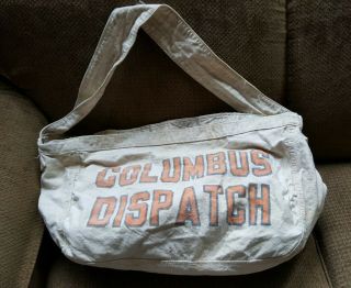 Vintage Columbus Dispatch Paperboy Shoulder Strap Canvas Delivery Bag