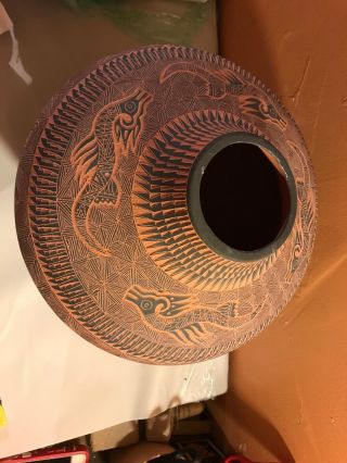 12” Sgraffito Black On Red Stephanie Antonio Vase/Pot,  Acoma Native American 1995 2