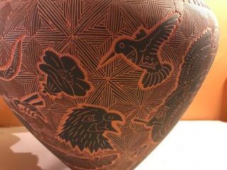 12” Sgraffito Black On Red Stephanie Antonio Vase/Pot,  Acoma Native American 1995 4