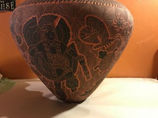 12” Sgraffito Black On Red Stephanie Antonio Vase/Pot,  Acoma Native American 1995 5