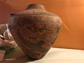 12” Sgraffito Black On Red Stephanie Antonio Vase/Pot,  Acoma Native American 1995 9