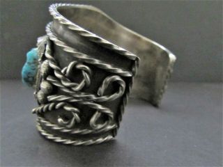Awesome Huge Old Pawn NAVAJO Sterling Turquoise & Coral Cuff Bracelet - Signed 5