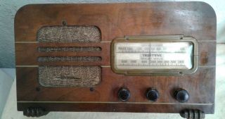 Antique Vintage Truetone Short Wave Police /broadcast Tube Radio With Wood Case