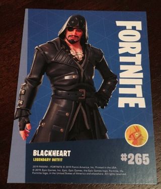 Fortnite 2019 Legendary Outfit Blackheart Foil Parallel Card 265 Panini 2