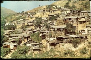 Commercial Color Slide Photo,  " Refugee Residence " Kowloon Hong Kong Early 1960 