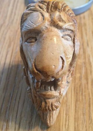 Vintage Hand - Carved Lions Head Meerschaum? Tobacco Pipe Smoking