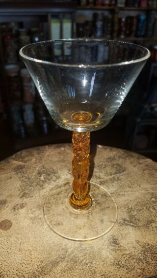 Rare Morgantown Polynesian Amber Tiki Stem Martini Glass Tiki Mug Trader Vic 