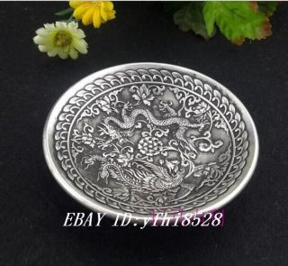 China Miao Silver Carving Lifelike Dragon Phoenix Auspicious Rare Small Bowl