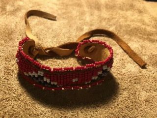 Bright Native American Lakota Sioux Lazy Stitched Beaded Wrist Band 3