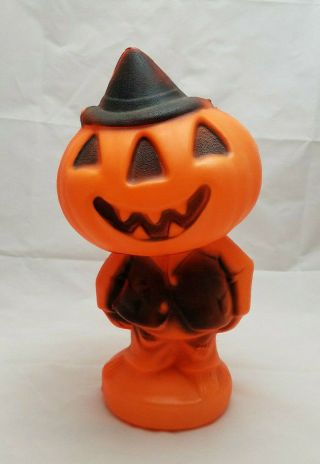Vintage Scarecrow Jack - O - Lantern Head Witch Hat Blow Mold Gregg Products Ii 15”