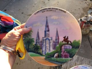 Orleans Tourist Souvenir Collector Plate,  Hand Painted,  St Louis Cathedral