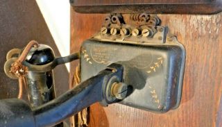 Stromberg Carlson Antique Wooden Wall Telephone w/Fancy Transmitter & Receiver 4