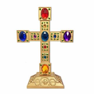 Reversible Jeweled Standing Pedestal Cross - 2 Sided 7 3/4 " X5 5/8 "