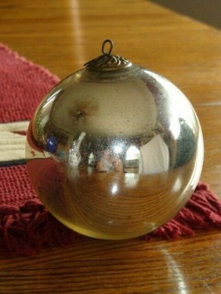 Antique Victorian Silver Mercury Glass Christmas Ornament Kugel 4