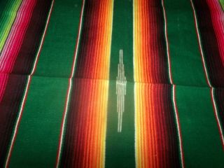 Vtg Mexican Serape Saltillo Table Runner Colorful Woven Saddle Blanket Rug 54 "