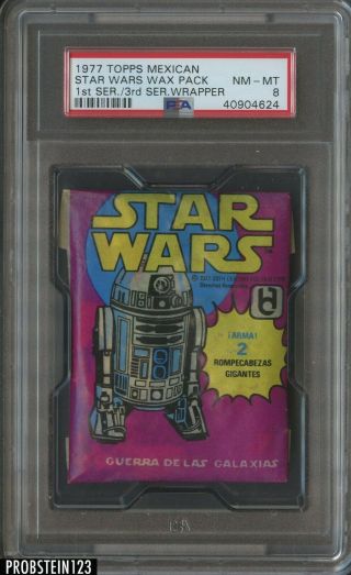 1977 Topps Mexican Star Wars Wax Pack 1st 3rd Series Psa 8
